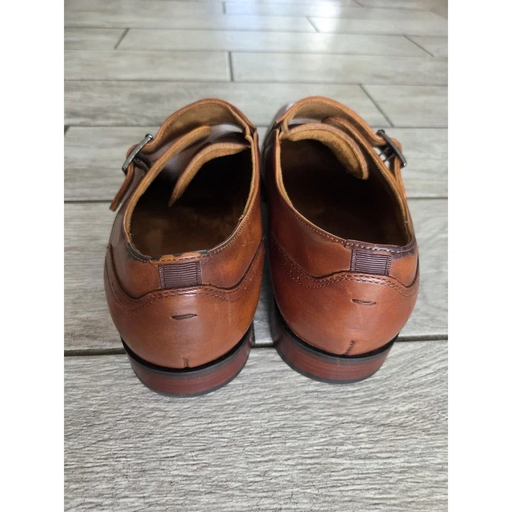 Florsheim Sorrento Brown Leather Plain Toe Single Monk Strap Dress Shoes Men 12M